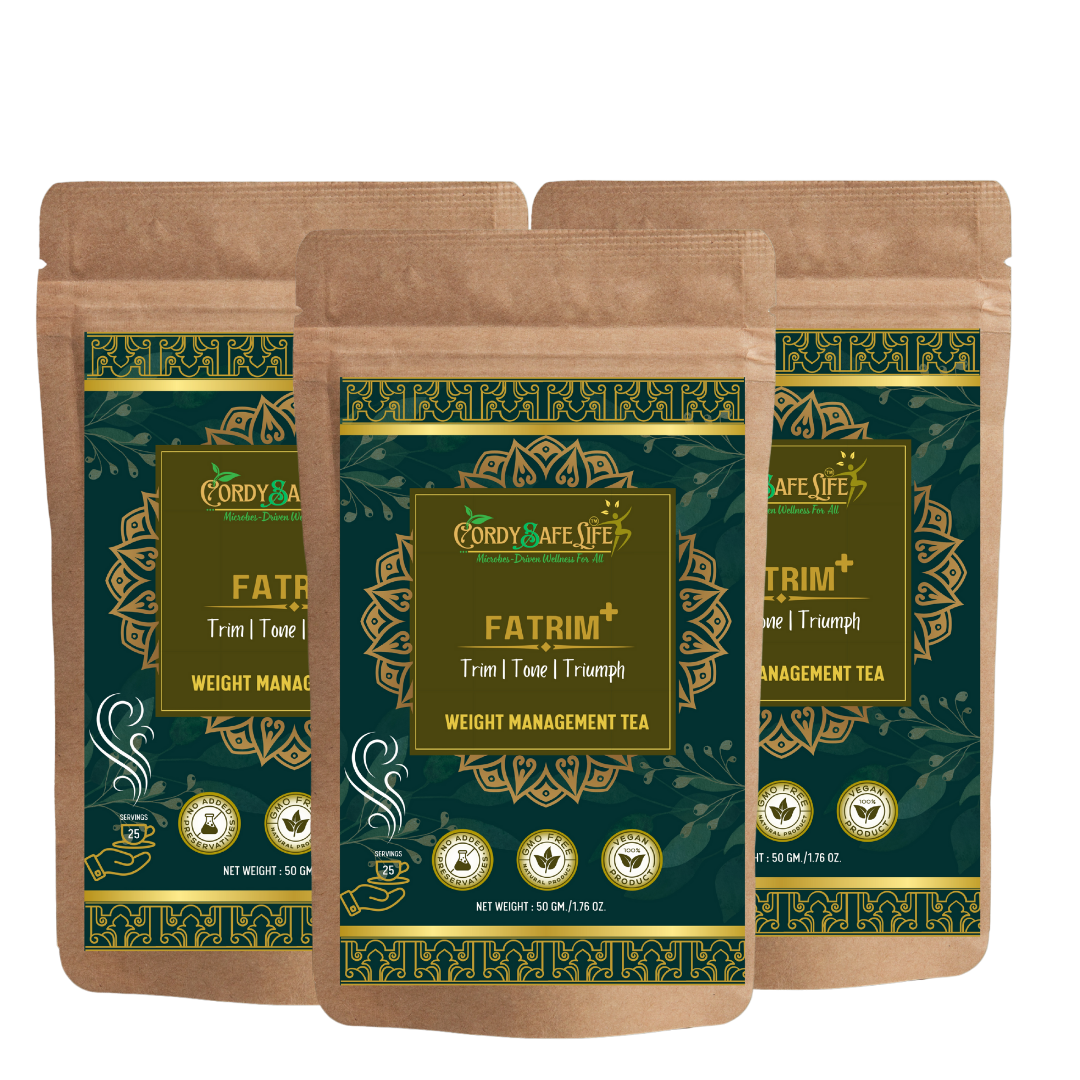 Three packages of Cordy Life Fatrim+ weight management tea 