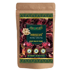 Hibiscus+ Heart Health Herbal Tea | Hibiscus Sabdariffa + Oyster Mushrooms | Supports Healthy Blood Pressure, Cholesterol Balance, Circulation & Antioxidants | Caffeine-Free Wellness Tea |50 gms | 25 Servings - Cordysafelife