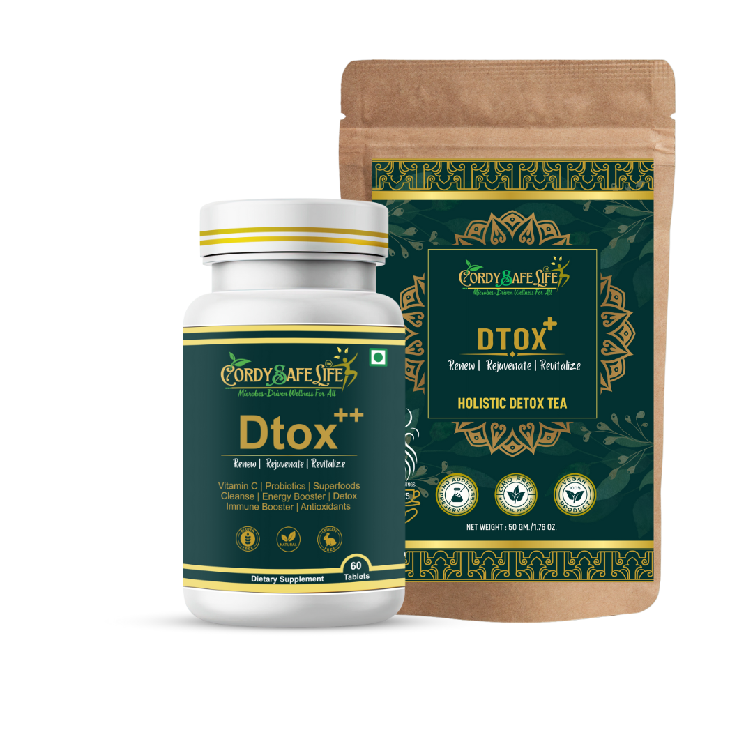 Dtox Holistic combo, Dtox+ Herbal Tea & Dtox++ Holistic Detox Tablets – Complete Daily Detox Support - Cordysafelife