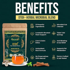 Dtox+ Herbal Tea Blend | Gut Cleanse & Detox | Caffeine-Balanced with 21 Herbs, | 50g Loose Leaf | 25 servings - Cordysafelife