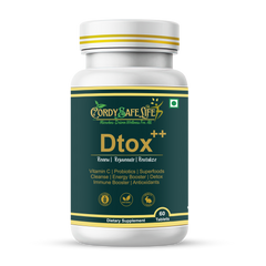 Dtox++ Holistic Detox Tablets | Ayurvedic Herbs + Spirulina + Probiotics | Gut Balance, Liver & Lymphatic Support | Gentle Cleansing & Daily Wellness | 60 Vegan Tablets - Cordysafelife