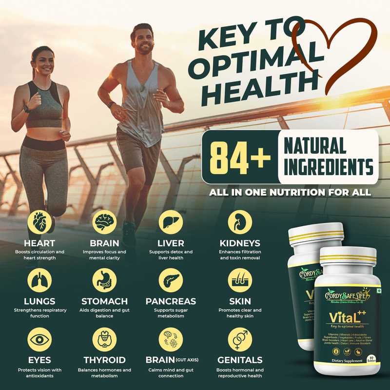 Vital Holistic Wellness Combo - Herbal Tea & 84-in-1 Multivitamin for Men & Women | 60 Tablets | Vegan | Cordysafelife - Cordysafelife