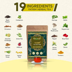 FaTrim+ Herbal Tea | 20+ Herbs for Metabolism, Detox, Digestion & Slimming Support | Green Tea, Garcinia, Moringa, Hibiscus, Senna | Caffeine-Balanced | Natural Wellness tea | 50 gms | 25 servings - Cordysafelife