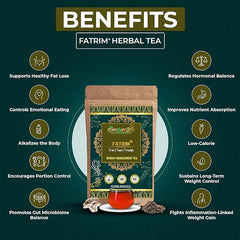 FaTrim+ Herbal Tea | 20+ Herbs for Metabolism, Detox, Digestion & Slimming Support | Green Tea, Garcinia, Moringa, Hibiscus, Senna | Caffeine-Balanced | Natural Wellness tea | 50 gms | 25 servings - Cordysafelife