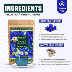 Blue Pea+ Herbal Tea, Loose Leaf, Caffeine-Free, with Blue Pea Flower and Oyster Mushroom, Wellness Blend | 50 gms | 25 Servings - Cordysafelife