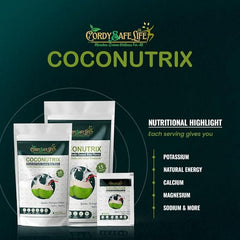 Coconutrix DehydratedTender Coconut Water Powder | Natural Electrolytes | Instant Hydration | No Added Sugar | Post-Workout Rehydration | Immunity & Energy Support | 200 gms | 20 Servings - Cordysafelife