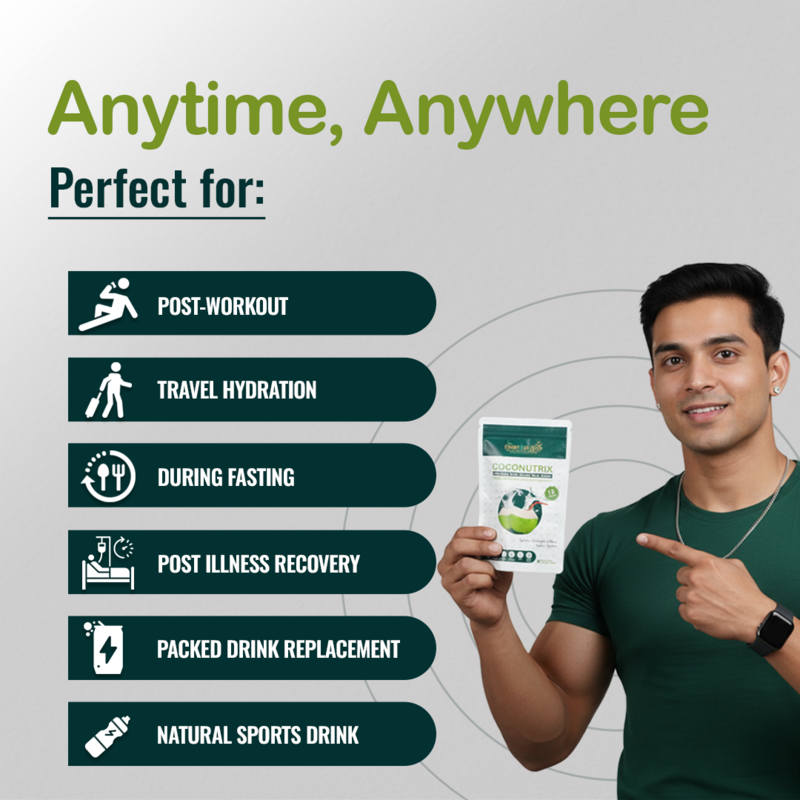 Coconutrix DehydratedTender Coconut Water Powder | Natural Electrolytes | Instant Hydration | No Added Sugar | Post-Workout Rehydration | Immunity & Energy Support | 200 gms | 20 Servings - Cordysafelife