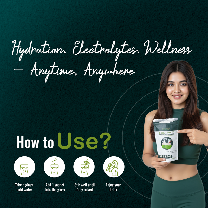 Coconutrix DehydratedTender Coconut Water Powder | Natural Electrolytes | Instant Hydration | No Added Sugar | Post-Workout Rehydration | Immunity & Energy Support | 200 gms | 20 Servings - Cordysafelife